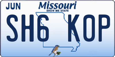 MO license plate SH6K0P