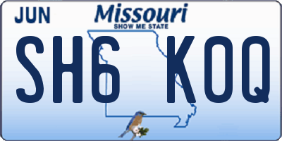 MO license plate SH6K0Q