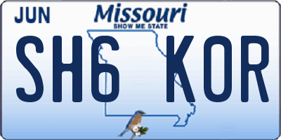MO license plate SH6K0R