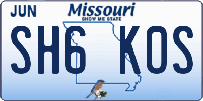 MO license plate SH6K0S