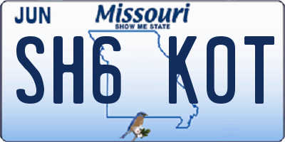 MO license plate SH6K0T