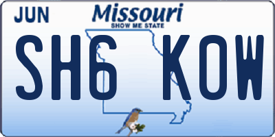 MO license plate SH6K0W