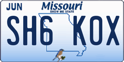 MO license plate SH6K0X