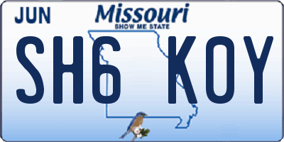 MO license plate SH6K0Y