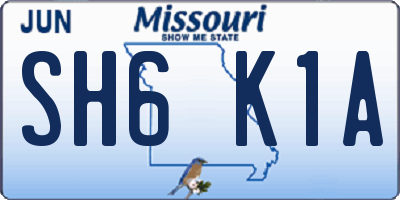 MO license plate SH6K1A