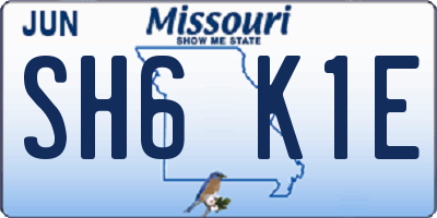 MO license plate SH6K1E
