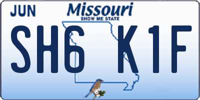MO license plate SH6K1F