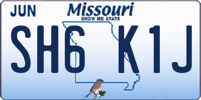 MO license plate SH6K1J