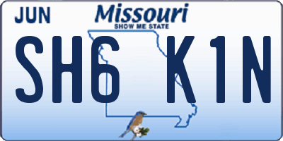 MO license plate SH6K1N