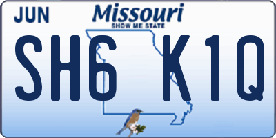 MO license plate SH6K1Q