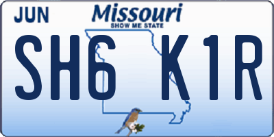 MO license plate SH6K1R