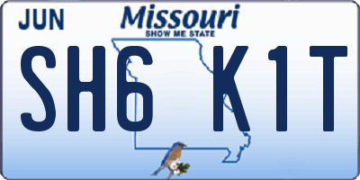 MO license plate SH6K1T