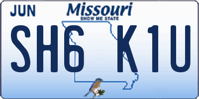 MO license plate SH6K1U