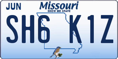 MO license plate SH6K1Z