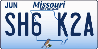 MO license plate SH6K2A