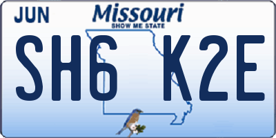 MO license plate SH6K2E