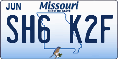 MO license plate SH6K2F