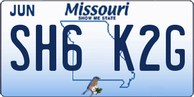 MO license plate SH6K2G