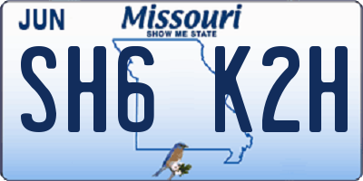 MO license plate SH6K2H
