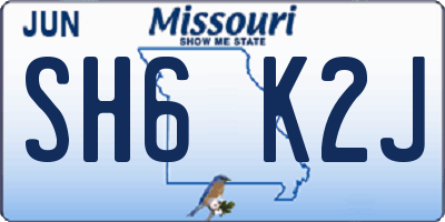 MO license plate SH6K2J
