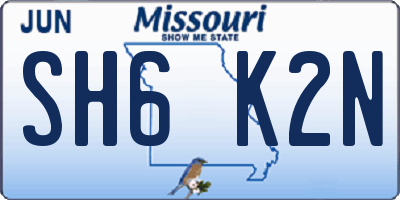 MO license plate SH6K2N