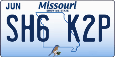 MO license plate SH6K2P
