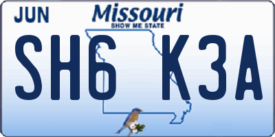 MO license plate SH6K3A