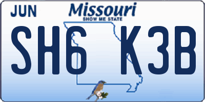 MO license plate SH6K3B