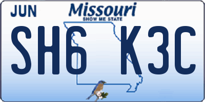 MO license plate SH6K3C