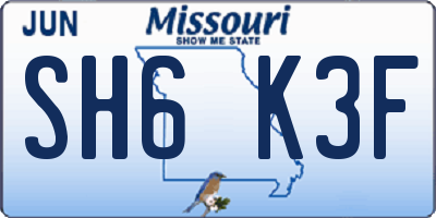 MO license plate SH6K3F