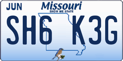 MO license plate SH6K3G