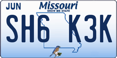 MO license plate SH6K3K