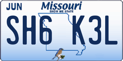 MO license plate SH6K3L
