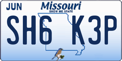 MO license plate SH6K3P