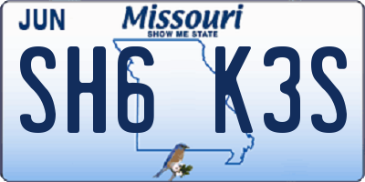 MO license plate SH6K3S