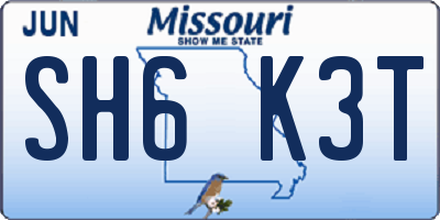 MO license plate SH6K3T