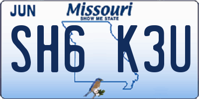 MO license plate SH6K3U