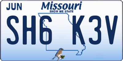MO license plate SH6K3V