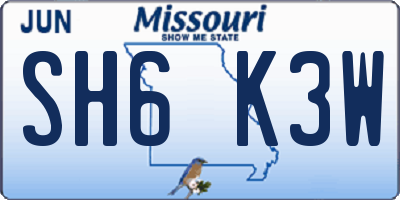 MO license plate SH6K3W