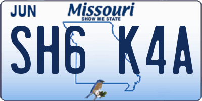 MO license plate SH6K4A