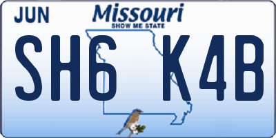 MO license plate SH6K4B