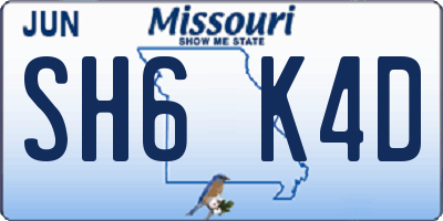 MO license plate SH6K4D