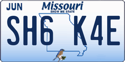 MO license plate SH6K4E