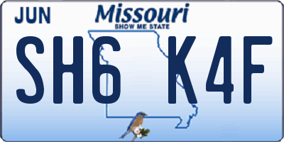 MO license plate SH6K4F