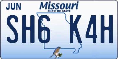 MO license plate SH6K4H
