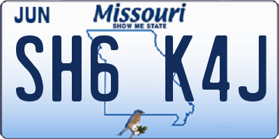 MO license plate SH6K4J