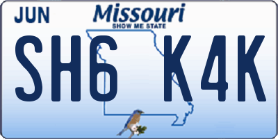 MO license plate SH6K4K