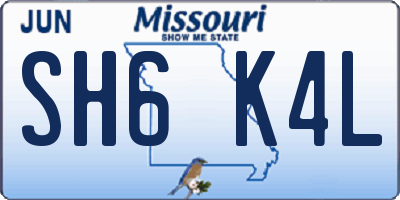 MO license plate SH6K4L