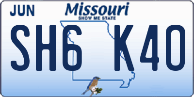 MO license plate SH6K4O