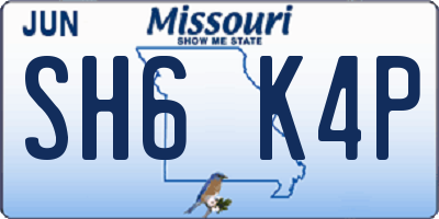 MO license plate SH6K4P